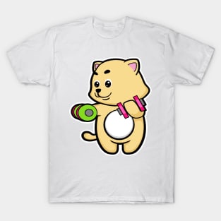 Cat at Biceps training with Dumbbells T-Shirt